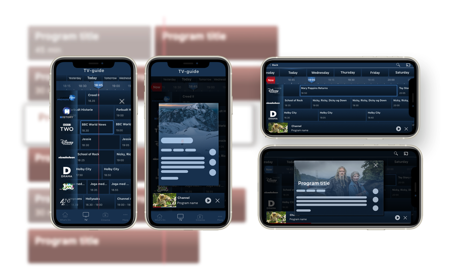 EPG portrait and landscape views with programme details and player